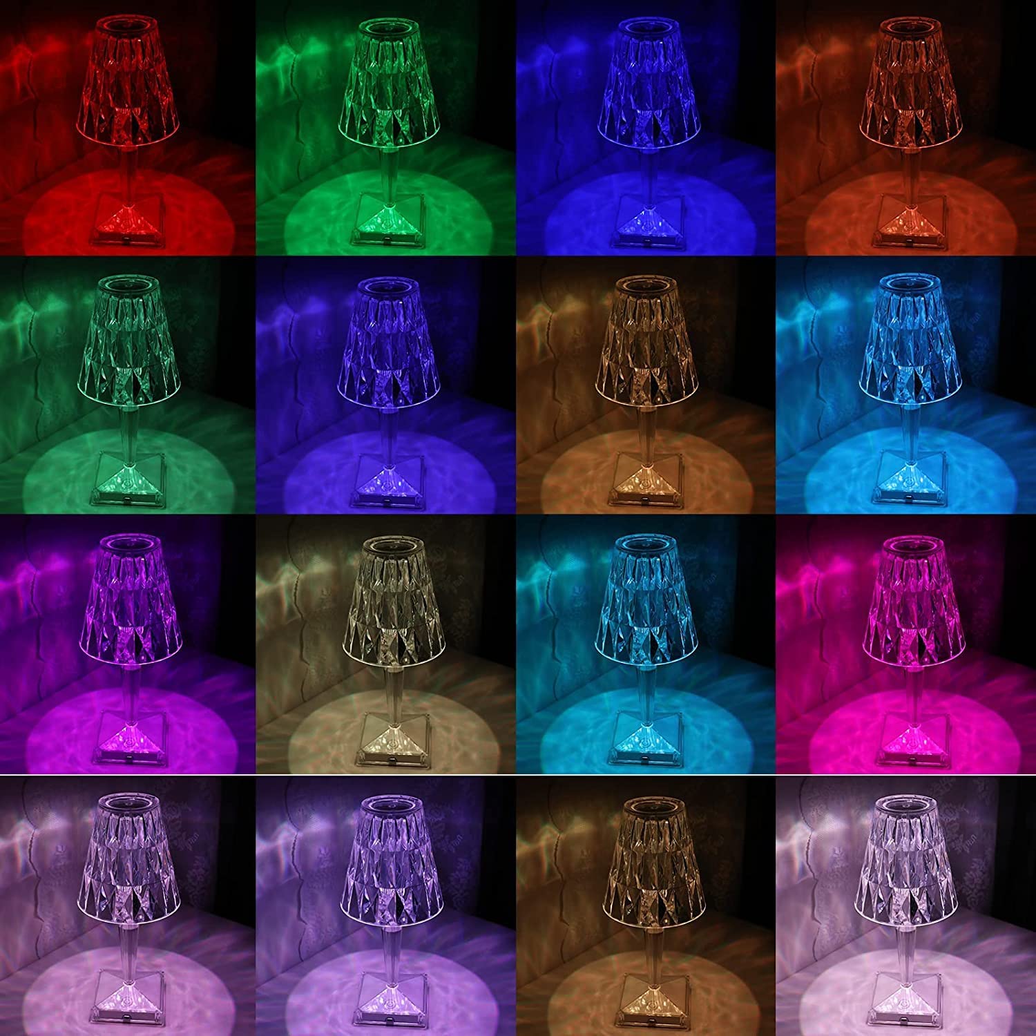 13044 Romantic Crystal Table Lamp, Diamond Lamp, 16 Colors, 6 Brightness Level, Touch / Remote Control Switch, SUB Charging, Lampshade Night Light, Bedroom Bedside, Living Room Decoration 13044 Romantic Crystal Table Lamp, Diamond Lamp, 16 Colors, 6 Brightness Level, Touch / Remote Control Switch, SUB Charging, Lampshade Night Light, Bedroom Bedside, Living Room Decoration